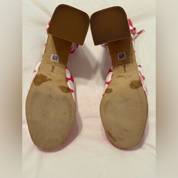 Larroudé Ari Pink Polka Dot Patent Leather Ankle-Strap Platform Pumps size 8.5 - Picture 6 of 6